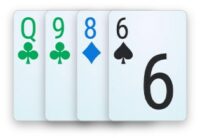 A single-suited starting hand in 4-card Pot-Limit Omaha.