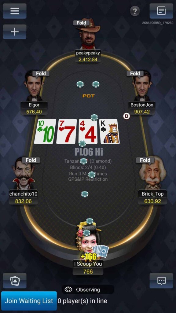 PokerBros poker table screenshot